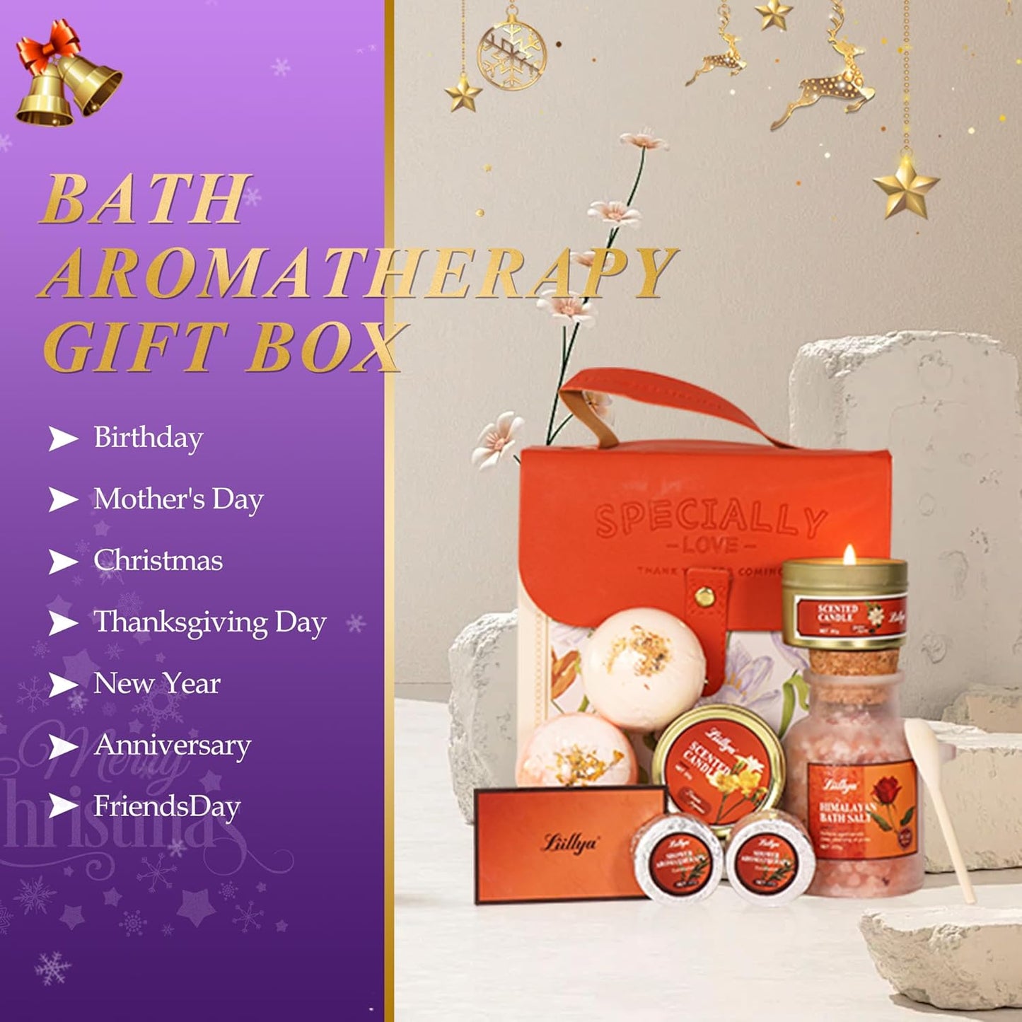 7 Pcs Bath Sets for Women Valentine'S Day Gift for Her Travel Essentials Set with Bath Bombs,Scented Candle,Shower Steamers,Bath Salt Self Skincare Set for Relaxing Mother'S Day Birthday Gifts